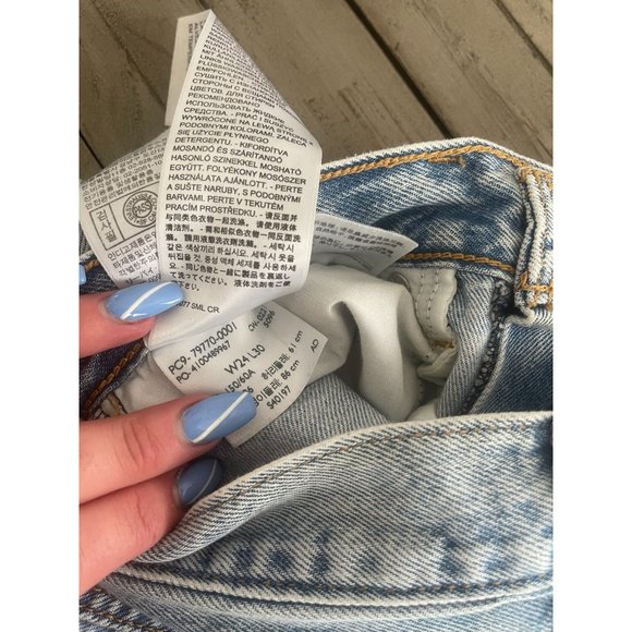 LEVI'S Raw Hem High Rise Loose Fit Straight Leg Dad Jeans - Size 24 - Picture 10 of 10